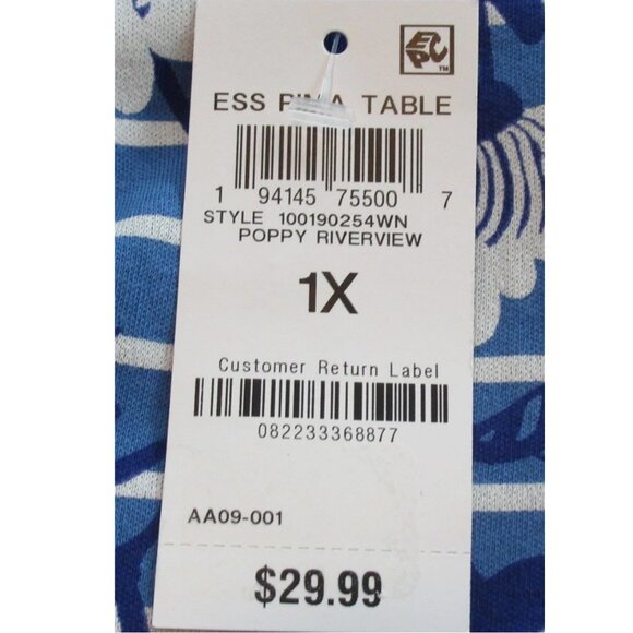 Style & Co Women's Plus Size 3/4 Sleeve Knit Top, Blue Striped Floral, 1X - Picture 4 of 6